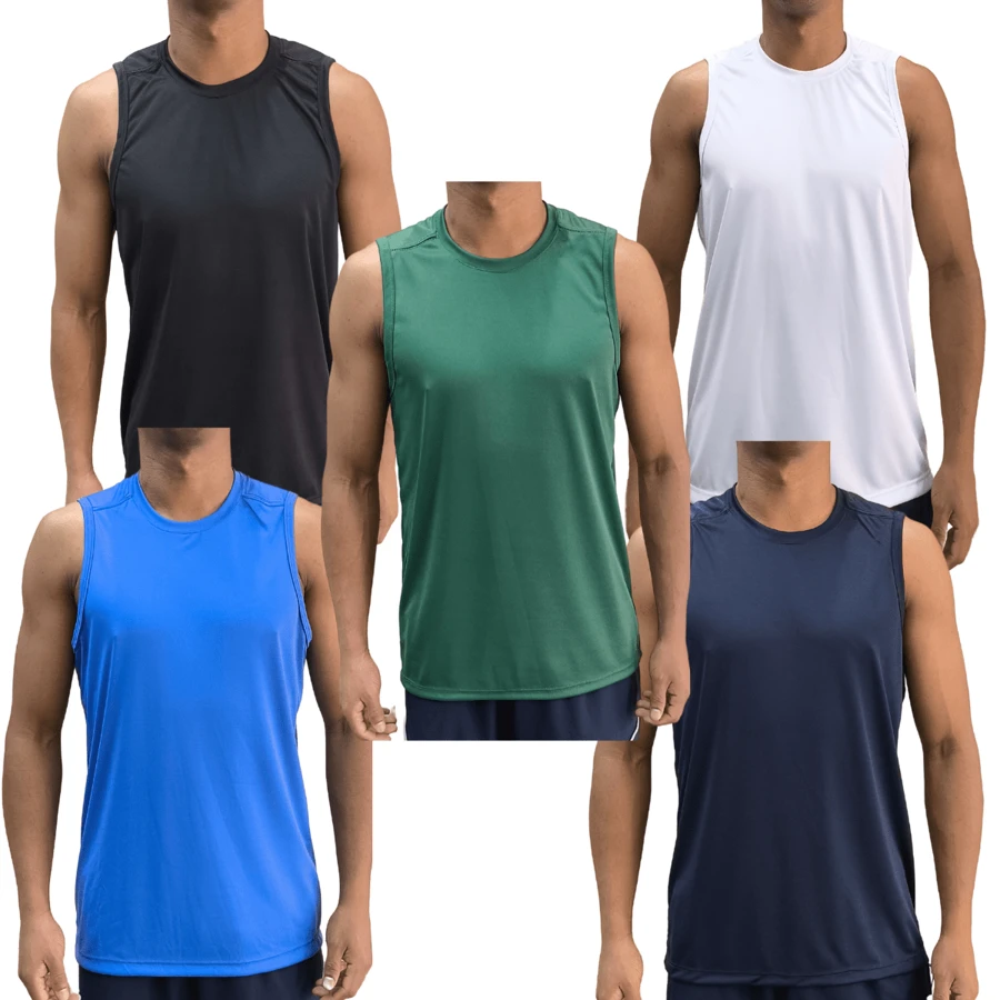 KIT 5 Men's Dry Fit Tank Top - Casual - Training - Gym - Sports - Exercises - Running - 白色 - 查看 1