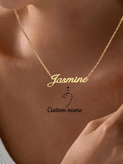 1pc Personalized Simple DIY Name Necklace Stainless Steel Neck Accessories Accessories (Custom Only In English),Personalized Charm Jewelry Pendant Gift, Suitable For Friends Gold Fashion, Autumn Fashion, Leisure, Simplicity, Neutrality, Hip Hop Customization, Personalized, Unique Ideal Gift