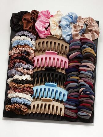  VBOOR 119 件/套极简主义柔软发饰套装，包括头带、大爪夹和发圈 - 适合女孩和女士，日常佩戴 - 2025 年新设计