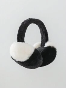 1 unidade de protetores auriculares de pelúcia fofos da linha Dark Series para mulheres, adequados para uso externo, na cor branca.