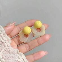 一对黄色花朵耳钉，甜美日常佩戴 - 黃色 - 查看 4