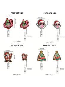 1 Stylish And Cute Santa Claus Collection Decorative Glitter Acrylic Snap Lanyard Clip - Glitter Acrylic Snap Lanyard Clip For Nurses, Friends And Family, Ideal For Parties And Holiday Gifts (Multi-Color)