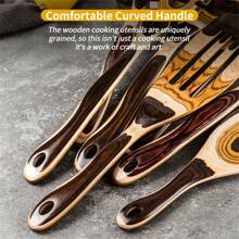 WOSPONFAN 7-Piece Brown Pakkawood Utensils Set – Sturdy, Wooden Spoons For Cooking, Wooden Utensil For Cooking, Wooden Kitchen Tool, Home & Kitchen Gifts For Men And Women ﻿ - Brown - View 3
