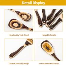 WOSPONFAN 7-Piece Brown Pakkawood Utensils Set – Sturdy, Wooden Spoons For Cooking, Wooden Utensil For Cooking, Wooden Kitchen Tool, Home & Kitchen Gifts For Men And Women ﻿ - Brown - View 5