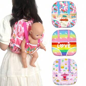 1 个娃娃背包 - 时尚，适合 18 英寸娃娃，混合颜色/紫色/红色/蓝色，涤纶材质，带配件，适合娃娃/娃娃收藏家