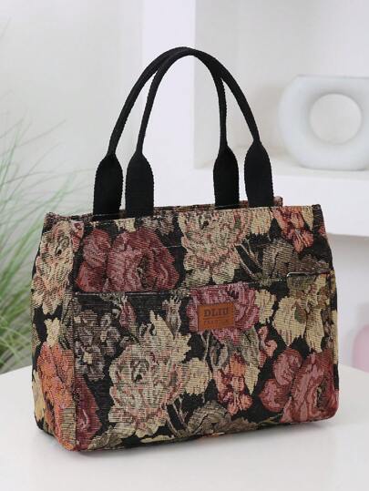 DLIU New Thickened Jacquard Knit Fabric Tote Bag, Handbag, Work Commute Shopping Bag, Outdoor Carry Pouch, Women Bag