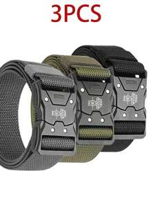 3pcs Quick Release Nylon Tactical Belt, Suitable For Sportswear, Outdoor Training And Casual Occasions, Gift For Men, Casual, Business, Boyfriend, Husband, Father, Daily Wear, Fashion, Youth, Outdoor, Holiday, Sports, Travel, Street - Multicolor - View 7