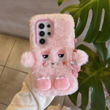全新毛绒怪兽手脚手机壳，适用于 Galaxy S23/S23 Plus/S23 Ultra/S24/S24 Plus/S24 Ultra，秋冬季 - 粉色 - 查看 2