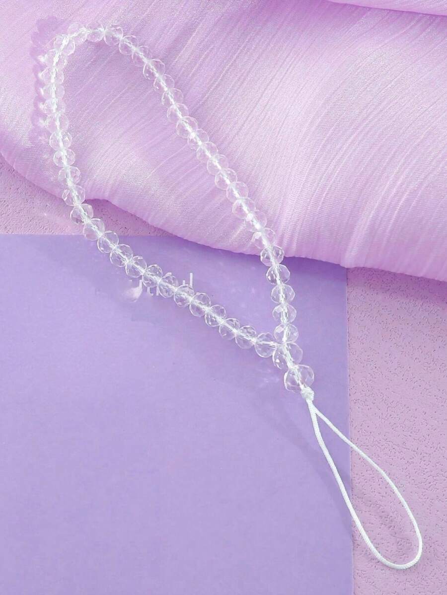 1 件水晶珠手机挂绳，18CM 长，包腕扁珠挂链绳，适合送给女士任何手机型号的圣诞礼物 - 彩色 - 查看 1