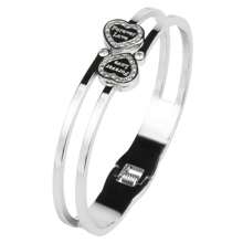3-In-1 Set: Rhinestones Embedded Double LOVE Stainless Steel Bracelet, & Fashionable, With Romane Braided Steel Wire Bracelet Accessory, Great Gift