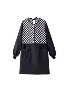 1 件圣诞加厚围裙，适用于家庭、咖啡店、厨房、餐厅、沙龙。防水、修身、褶皱围裙，防水、透气。家居厨房标志工作背心无袖女士。新款帆布棋盘厨房烹饪围裙，工作服 - 彩色 - 查看 10