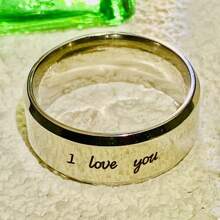 [定制] 带有您和他们的名字的个性化戒指 - 独特的雕刻文字，抛光且耐用的设计 - 为情侣、家人和朋友、生日、婚礼、毕业典礼、圣诞节定制礼物 - 多色 - 查看 27