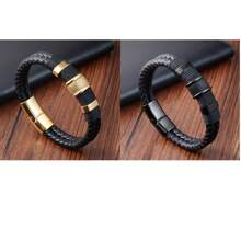 Brazalete tejido de moda para hombres, diseño clásico y versátil, regalo para padre/novio