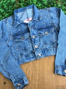 Cropped Jacket With Light Point - 藍色 - 查看 1