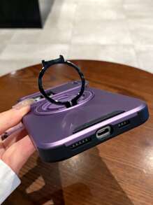 1 pieza Funda de teléfono con cargador inalámbrico y soporte magnético de silicona suave para deslizar en ventana, adecuado para iPhone 17 Air 16 15 14 13 12 11 Pro Max Plus, funda trasera de silicona suave, regalo de cumpleaños y aniversario - Morado - Ver 3
