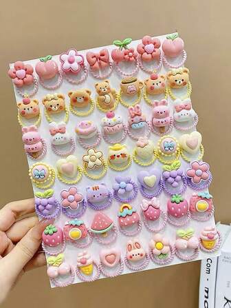 10/20/30/50 件装可爱动物和水果弹力发带，适合小女孩、婴儿发饰