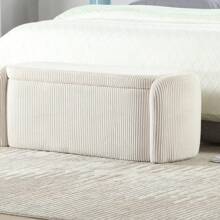 COOLMORE Storage Ottoman,Bedroom End Bench,Upholstered Fabric Storage Ottoman With Safety Hinge, Entryway Padded Footstool, Ottoman Bench For Living Room & Bedroom (Beige),ChicFurnish8 Back To School Dormitory Storage