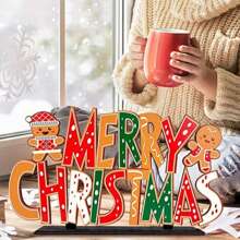 Lebkuchen Weihnachtsdekoration, fröhliche Weihnachtstisch-Mittelstücke, Lebkuchenmann Holzschild Weihnachtsschmuck, Feiertags-Party-Accessoires, Feiertags-Geschenke, unerlässliche Feiertags-Dekorationsartikel, Weihnachten