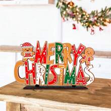 Lebkuchen Weihnachtsdekoration, fröhliche Weihnachtstisch-Mittelstücke, Lebkuchenmann Holzschild Weihnachtsschmuck, Feiertags-Party-Accessoires, Feiertags-Geschenke, unerlässliche Feiertags-Dekorationsartikel, Weihnachten