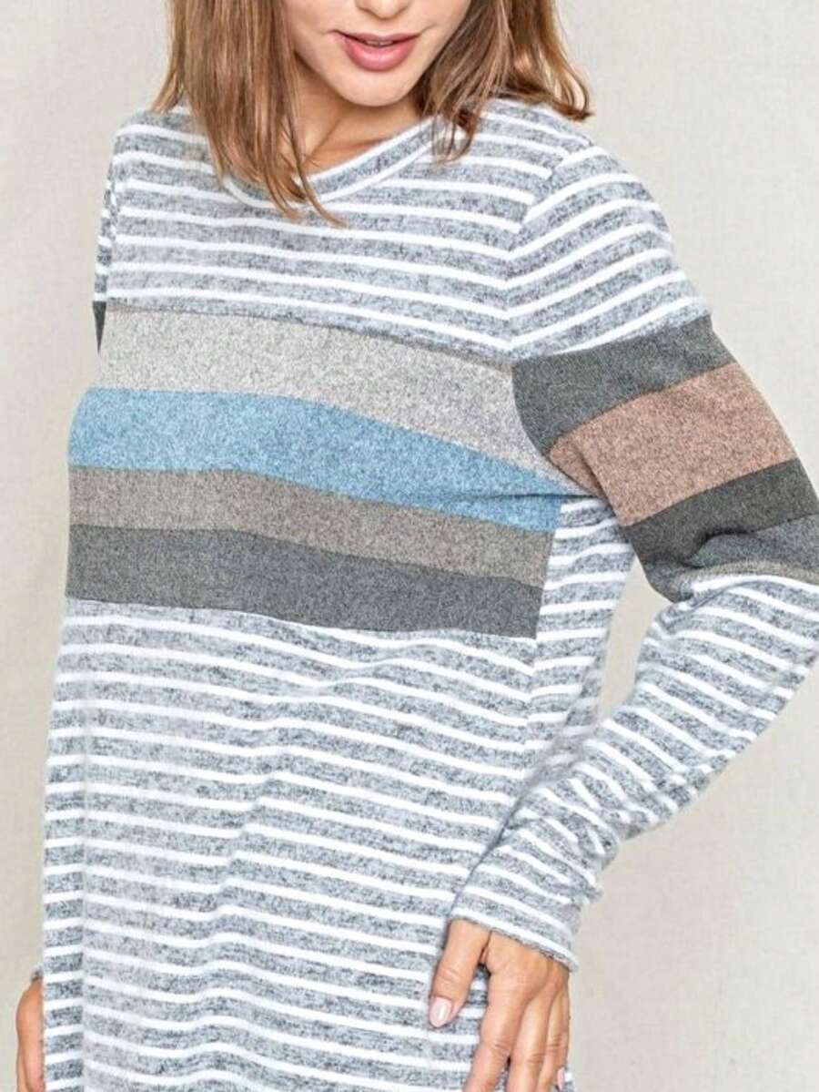 Boho Retro 90's Vintage  Checkered Solid Tie Dye V Stich Pink Mustard Blue Brown Raglan Drop Shoulder Knit Top  Cool Tunic Sweatshirt Pullover - màu xanh lá - Xem 1