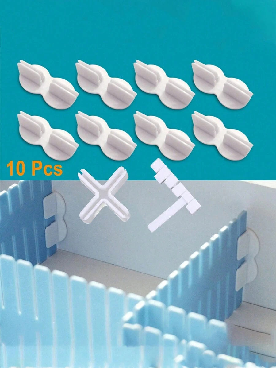 10 kẹp cố định khóa cố định cao cấp - Phụ kiện ngăn kéo có thể điều chỉnh cho ngăn chia 32 gót và ngăn chia dài 45cm - Giải pháp lắp đặt dễ dàng và cố định chắc chắn, Phụ kiện ngăn kéo DIY Khóa cố định bên hông Khóa mở rộng Khóa cố định Khóa chữ thập, Phụ kiện ngăn kéo Khóa mở rộng Khóa cố định bên hông Khóa cố định cho ngăn chia dài 32 và 45cm - trắng - Xem 1