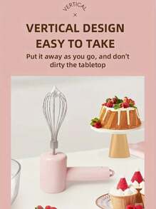 Uppladdningsbar USB elektrisk handmixer, höghastighets dubbelvisp i rostfritt stål, bärbar trådlös mjölkskummare för bakning, grädde och smetblandning - Rosa - Visa 7