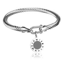 3-In-1 Set: Rhinestones Embedded Double LOVE Stainless Steel Bracelet, & Fashionable, With Romane Braided Steel Wire Bracelet Accessory, Great Gift