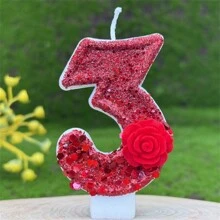 创意畅销 0-9 数字和字母生日蜡烛手工制作 DIY 生日蛋糕派对装饰，红玫瑰，全新彩色闪光主题派对庆祝数字蜡烛装饰，女士 - 紅玫瑰 - 查看 9