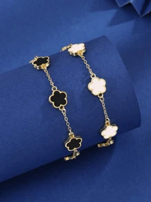 1pc Five-Petal Flower Sterling Silver Bracelet Elegant & Gorgeous Simple & Fashionable Design Bracelet For Women, Ideal Choice For Date Night, Graduation Gift Or Daily Wear Valentines
