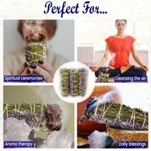 1/3pcs Sage Smudge Sticks For Clearing Negative Energy, Home & Creating Happiness, Thyme & Lavender Sage Incense Sticks And White Sage, Hand-Tied - Multicolor - View 8
