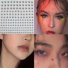 1 Piece Lip Stud Stickers Y2K Sexy Body Jewelry Stickers, Artificial Nose Studs, Eyebrow Stud Stickers, Lip Rings And Eyebrow Strip Stickers, Rhinestone Facial Gems For Parties And Music Festivals, Non-Piercing Temporary Body Art Decals Eye Makeup - Multicolor - View 5