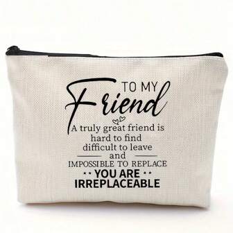 1pc Best Friend For Women Friendship Gifts Birthday Gifts, Linen Cosmetic Bag, Gifts For Best Friend, Makeup Bag For Women Birthday Gifts,Boho Vibes,For Holiday Beach, Bathroom Collection, Bedroom Collection, Large Capacity