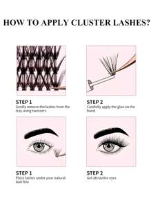 180 件 D 卷曲蓬松簇状假睫毛单根睫毛 DIY 混合长度自然睫毛延长睫毛浓密单根睫毛簇状化妆工具睫毛 - D - 查看 6