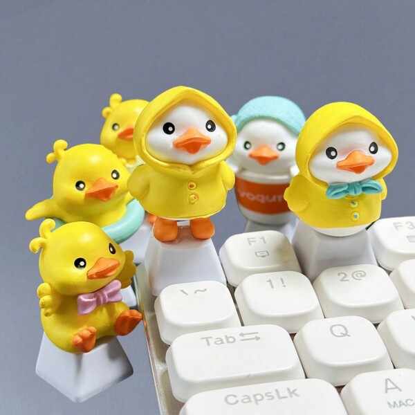 1pc Cute Duck Cartoon Keycaps para teclado mecânico, altura OEM, material ABS