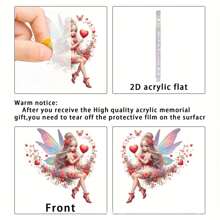 1 件亚克力扁平花瓣心形卡通汽车吊坠，适合节日礼物 - 彩色 - 查看 5
