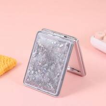 1PC Compact Mirror,Makeup Mirror/Cosmetic Mirror,Glitter Makeup Mirror,Foldable Mirror,Travel Makeup Mirror,Travel Mirror,Portable Mirror,Round/Square Models Available,For Travel At Home Or On-The-Go,For Women & Girl