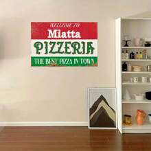 Personalisiertes Pizza Shop Metallschild - Retro Outdoor Indoor Wandbehang Metallplakette - Anpassbarer Text, geeignet für Männerhöhle, Garage, Werkstatt, Spielzimmer - Wetterfest, vorgebohrte 8x12 Zoll, Provinzielle Eleganz Wohnen