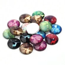 10 cái/gói thủy tinh Cabochon Giáng sinh các loại, cây tròn, mèo, chó, bướm, thẻ trang sức in hình hươu, đá, đồ thủ công DIY - Trộn màu ngẫu nhiên - Xem 22