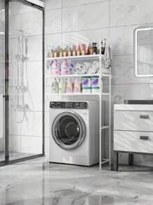 1 pièce Étagère de rangement pour toilettes de salle de bain, étagère de rangement pour machine à laver, étagère de rangement amovible au sol, en plastique ABS, conception anti-basculement, cadre de support renforcé, charge maximale de 30 kg. Décoration de salle de bain, organisateur de salle de bain, décoration d'automne, accessoires de salle de bain pour la rentrée scolaire - Multicolore - Voir 2