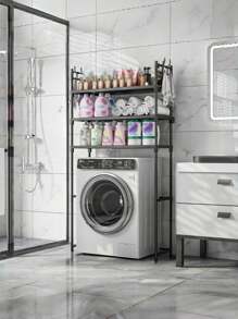 1 pièce Étagère de rangement pour toilettes de salle de bain, étagère de rangement pour machine à laver, étagère de rangement amovible au sol, en plastique ABS, conception anti-basculement, cadre de support renforcé, charge maximale de 30 kg. Décoration de salle de bain, organisateur de salle de bain, décoration d'automne, accessoires de salle de bain pour la rentrée scolaire - Multicolore - Voir 4