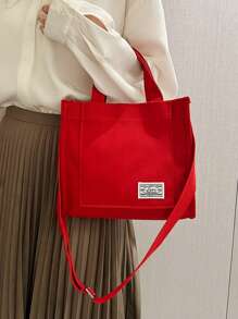 经典时尚新款多用途女士手提包、单肩包和斜挎包，容量大，艺术风格青少年书包，女士或学生书包，非常适合看书、购物、返校等 - 紅色 - 查看 3