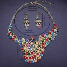 1 Bộ trang sức sang trọng hình con công thanh lịch dành cho nữ, thích hợp cho cô dâu, đám cưới, tiệc tùng, những dịp trang trọng - bộ trang sức - Xem 7