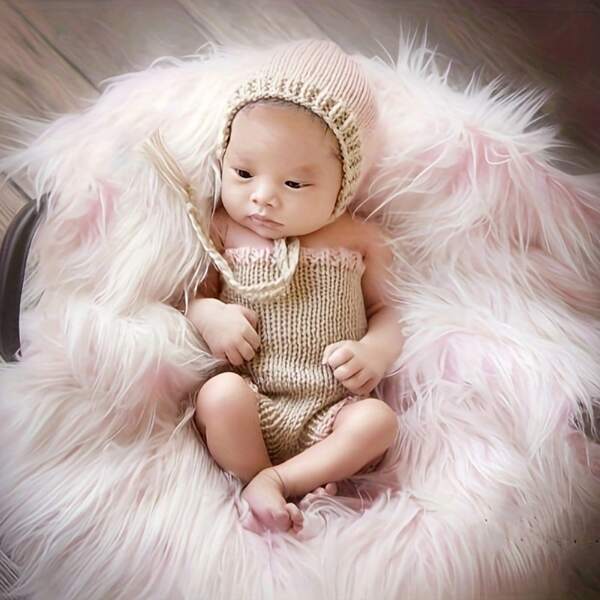 Noworodek Różowy Kapelusz Spodnie Garnitur Szydełkowy Dzianinowy Kostium Niemowlęcy Rekwizyty do Fotografii Kapelusze Fotograficzne Spodnie Stroje Baby Shower Prezenty Wielkanocne Rzeczy Dla Dziewczynek/Chłopców