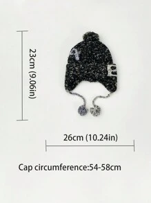 1 件女士厚复古雪花多色针织护耳冬帽，保暖系带无檐滑雪面罩帽，防风梅拉德针织绒球俄罗斯帽，秋冬保暖针织帽，讨人喜欢的设计 - 彩色 - 查看 8