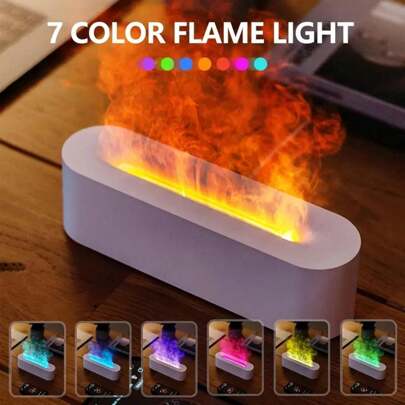 Set, Simulated Flame Aroma Diffuser With Colorful Atmosphere Light, 10.1in*2.9in, 150ml Tank Capacity, USB Powered, 3D Fire Effect Humidifier For Home, Bedroom, Office, Push Button Control, 10-20m2 Coverage, 3 Speed Timing Settings, Atomization Mode (1 Piece) - USB-TYPE-C Plug-In Use, Non-Rechargeable Halloween, Spooky, Autumn, Festival, Holiday , Winter, Holiday, Festival,Aromatherapy,House Freshener,Diffuser,Gift,Home Decor Gifts Birthday Graduation