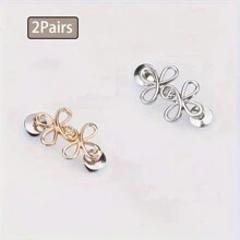 1/2 对金属无缝带扣腰带，可拆卸幸运结扣适合牛仔裤和裙子，可调节时尚配饰 - 黑色、金色、银灰色、古铜色 - 彩色 - 查看 16