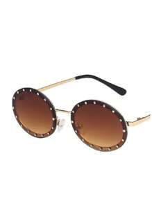 Women's Punk Style Oval /Big Red/Diamond Lens - màu nâu - Xem 2