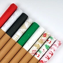 TIMBLESSING 10 PIÈCES/12 PIÈCES Rouleaux de papier cadeau de Noël, papier fin sans pli, avec des designs incluant le renne, le sapin de Noël, le flocon de neige, en couleurs or et argent. Convient pour Noël, Nouvel An, Saint-Valentin, fêtes, cadeaux, décorations, etc.