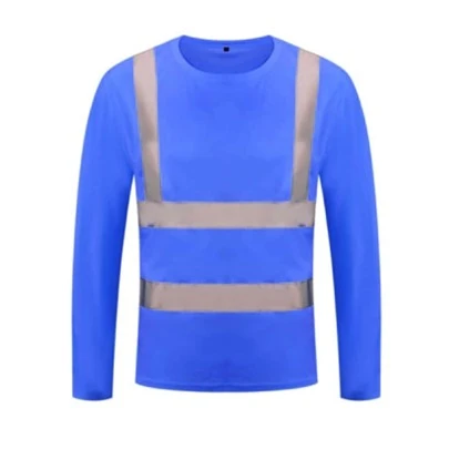 反光长袖速干建筑工地道路维护T恤，荧光夏季工作服