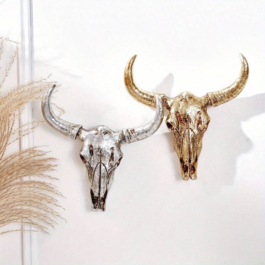 1 件时尚树脂鹿头骨墙饰，适合室内和室外，完美的感恩节礼物 - 彩色 - 查看 1